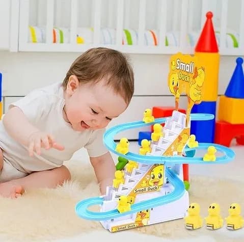 Duck Slide Stairs Toy Burrs-free Electric Light Music Amusement Climb Stairs Toy with 9 duck, image 1 of 3