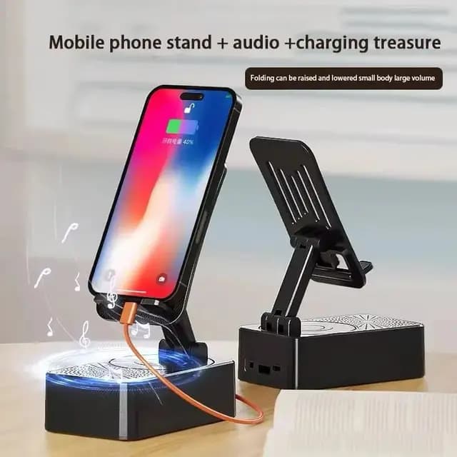 3-in-1 Bluetooth Speaker Phone Stand with Power Bank, thumbnail 3 of 3