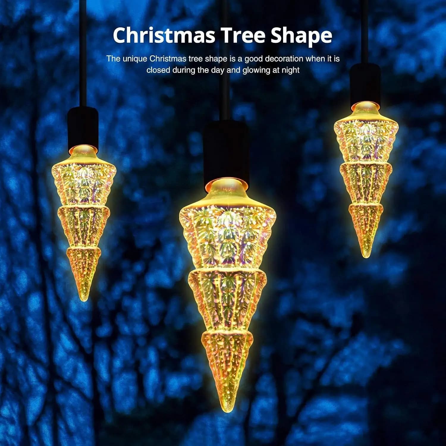 3D Firework Led Decorative Light Bulb Christmas Tree Shape, thumbnail 2 of 3