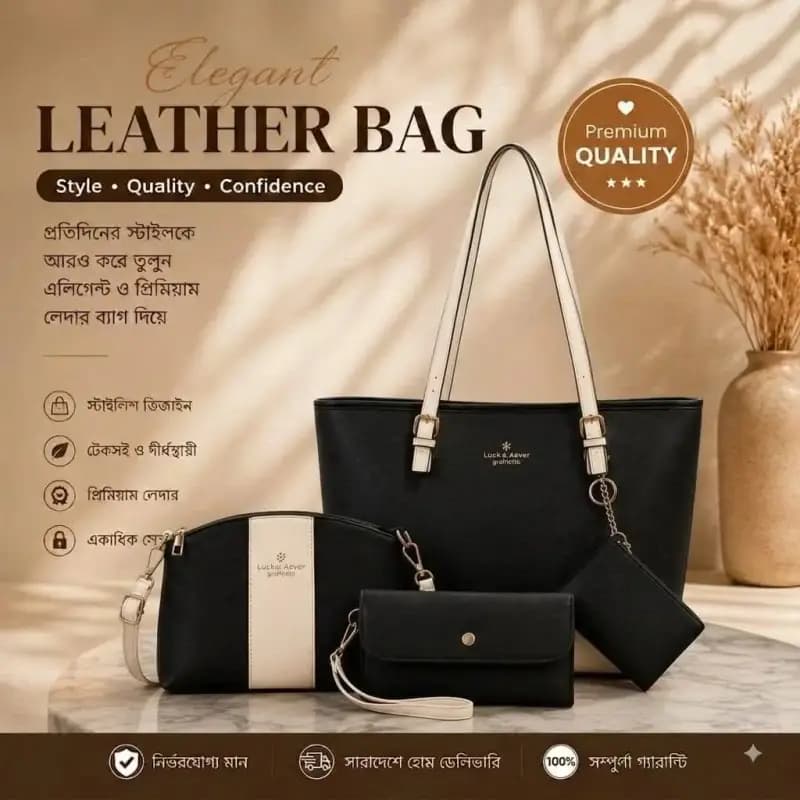 Lucky & Aever 4-in-1 Premium Elegant Leathe Handbag