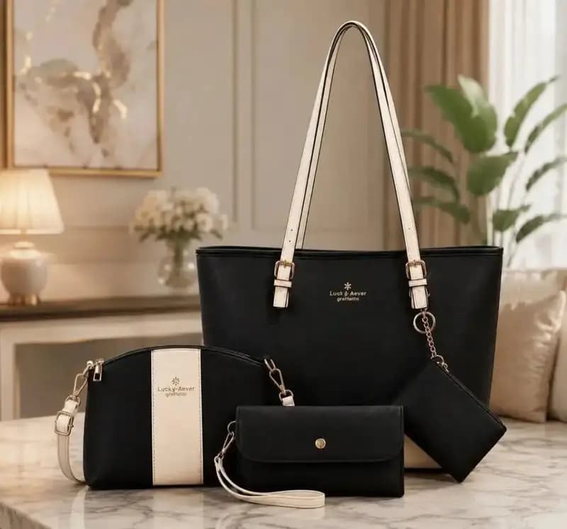 Lucky & Aever 4-in-1 Premium Elegant Leathe Handbag, thumbnail 2 of 2