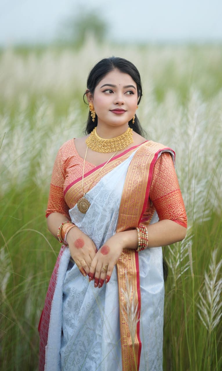 Puja Special Katan Saree, thumbnail 2 of 3