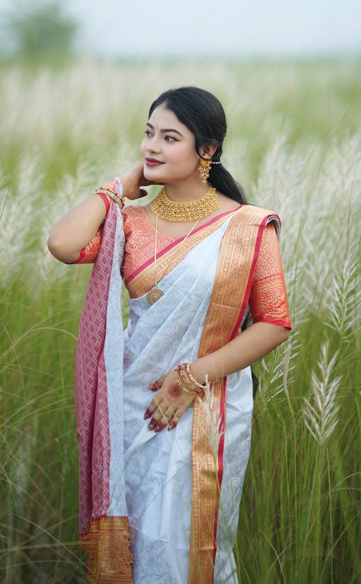 Puja Special Katan Saree, thumbnail 3 of 3
