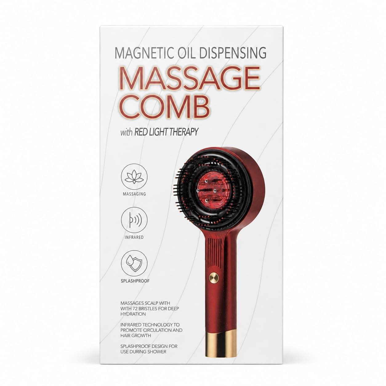 Magnetic Oil Dispensing Massage Comb (with Red Light Therapy), thumbnail 2 of 5
