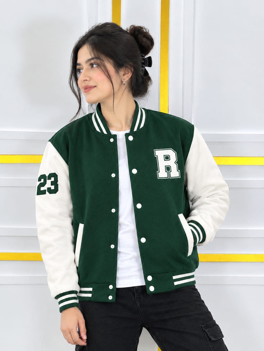 Stylish Cotton Varsity Jacket, thumbnail 2 of 3